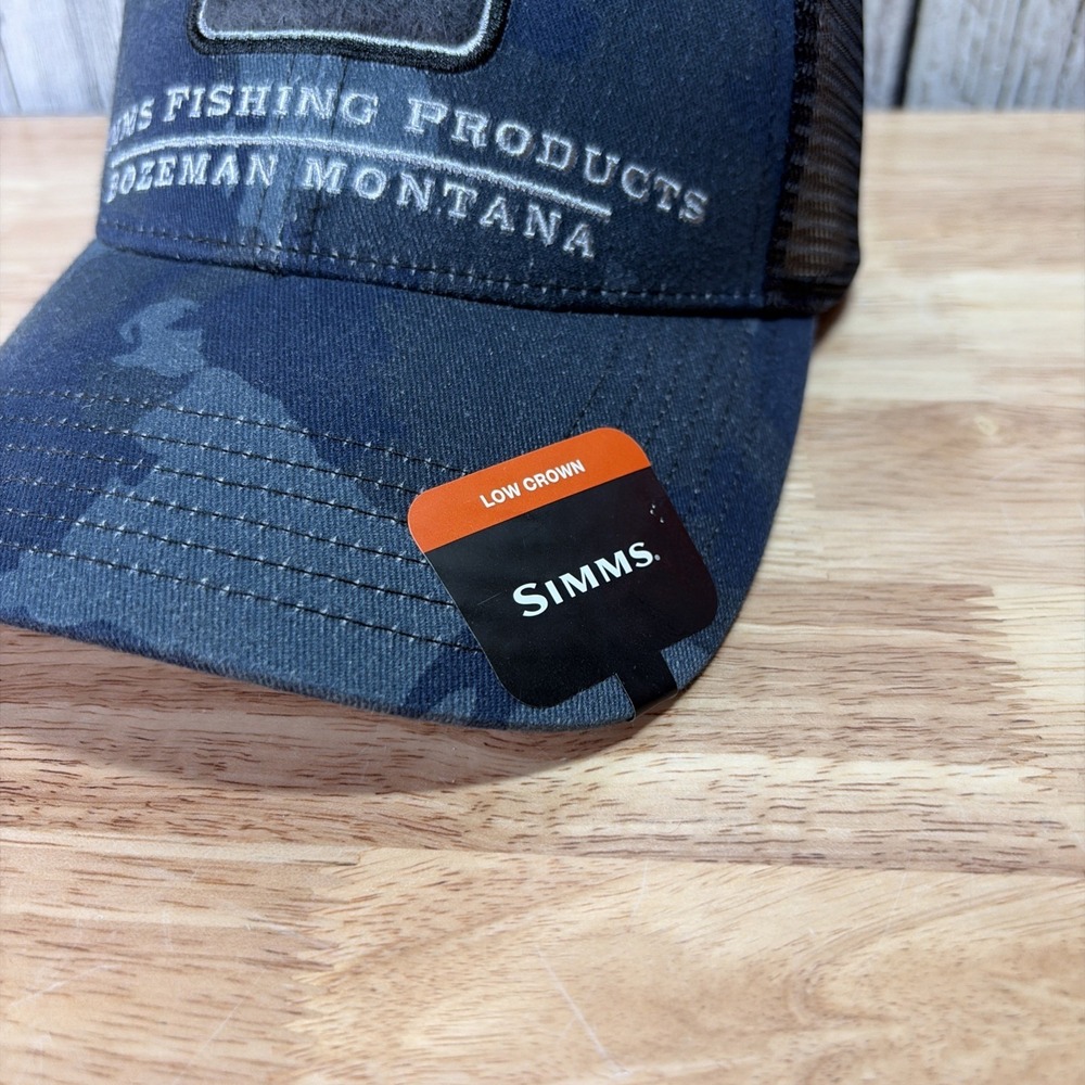 Simms Hat Cap Snap Back Blue Camo Fisherman Fish Outdoors Logo Outdoors Mens - Picture 2 of 7